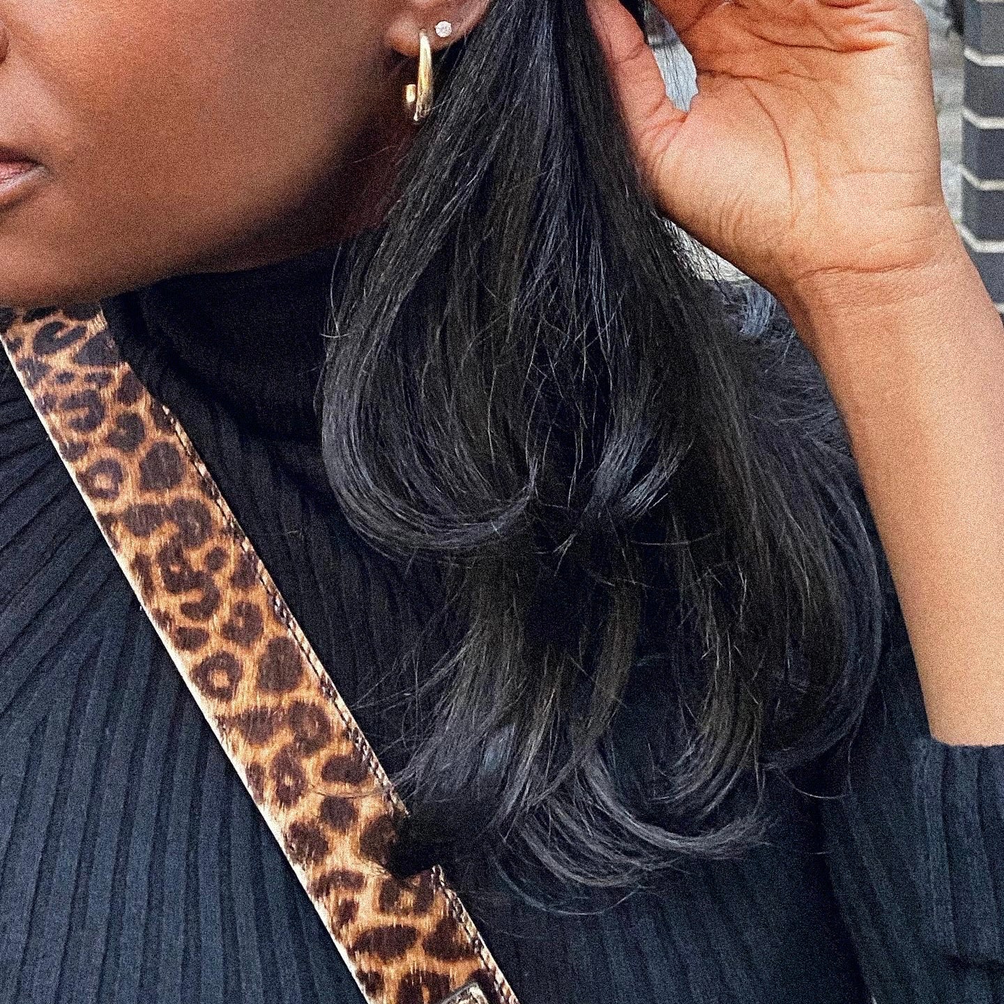 Bold gold hoop earring by Hillary Alexandria 