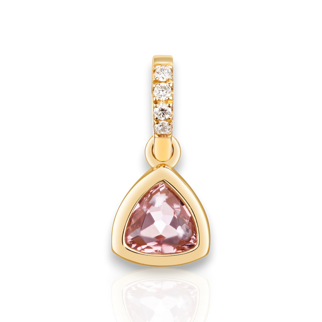 Maxi 14k Gold Pink Tourmaline & Lab Diamond Charm