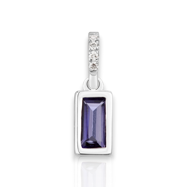 Maxi Sterling Silver Iolith & Lab Diamonds Charm