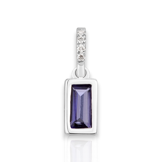 Maxi Sterling Silver Iolith & Lab Diamonds Charm